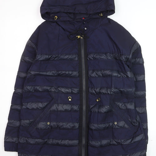 Moncler Women's Blue Long Hooded Down Puffer Coat Size 10