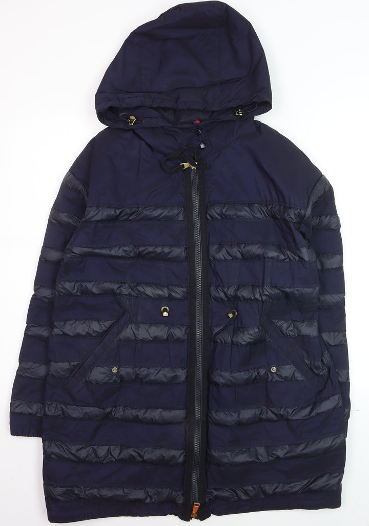 Moncler Women's Blue Long Hooded Down Puffer Coat Size 10