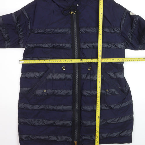 Moncler Women's Blue Long Hooded Down Puffer Coat Size 10