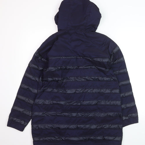 Moncler Women's Blue Long Hooded Down Puffer Coat Size 10