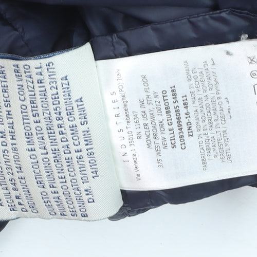Moncler Women's Blue Long Hooded Down Puffer Coat Size 10