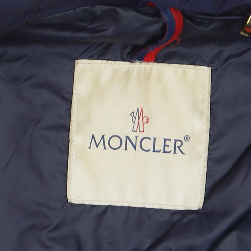 Moncler Women's Blue Long Hooded Down Puffer Coat Size 10
