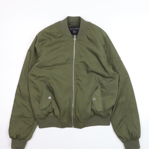 Dorothy Perkins Women Green Size 12 Bomber Jacket Casual Zip Front