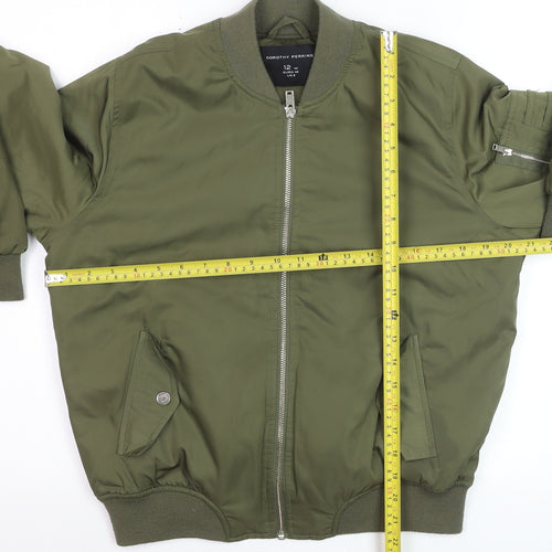 Dorothy Perkins Women Green Size 12 Bomber Jacket Casual Zip Front