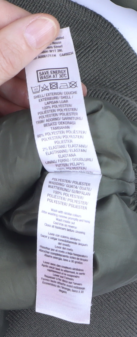 Dorothy Perkins Women Green Size 12 Bomber Jacket Casual Zip Front