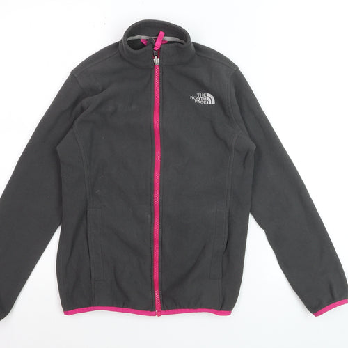 The North Face Girls Black Full Zip Fleece Hoodie Sweatshirt M 10-12 Years