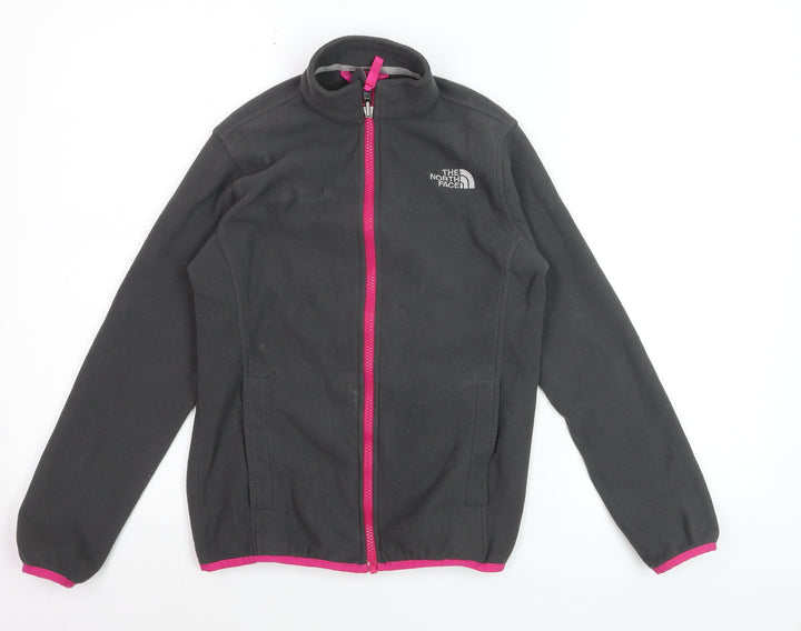 The North Face Girls Black Full Zip Fleece Hoodie Sweatshirt M 10-12 Years