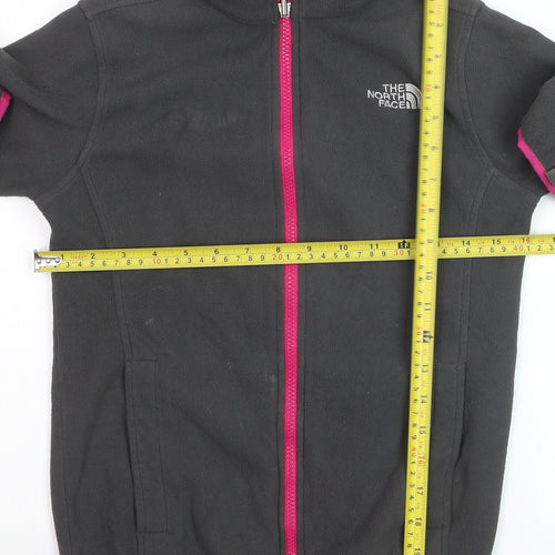 The North Face Girls Black Full Zip Fleece Hoodie Sweatshirt M 10-12 Years