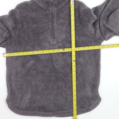H&M Women Grey XS 1/2 Zip Fleece Pullover Sweatshirt