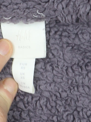H&M Women Grey XS 1/2 Zip Fleece Pullover Sweatshirt