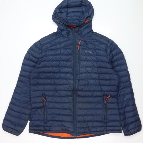 Mountain Warehouse Men's Blue XL Hooded Down Puffer Jacket