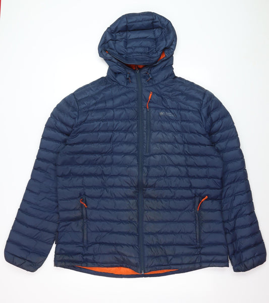 Mountain Warehouse Men's Blue XL Hooded Down Puffer Jacket