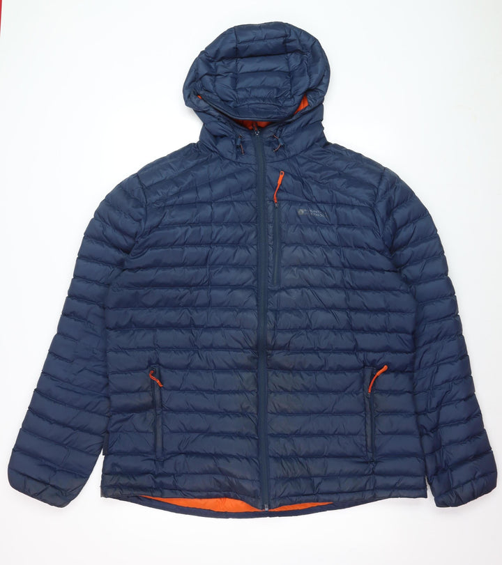 Mountain Warehouse Men's Blue XL Hooded Down Puffer Jacket