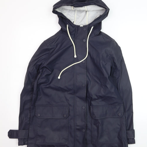 Warehouse Womens Blue Waterproof Hooded Rain Coat Jacket M