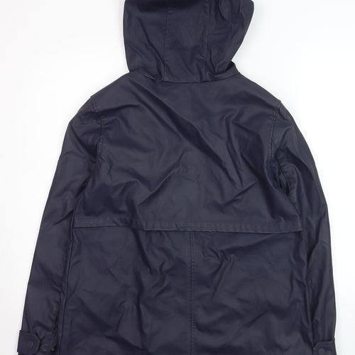 Warehouse Womens Blue Waterproof Hooded Rain Coat Jacket M