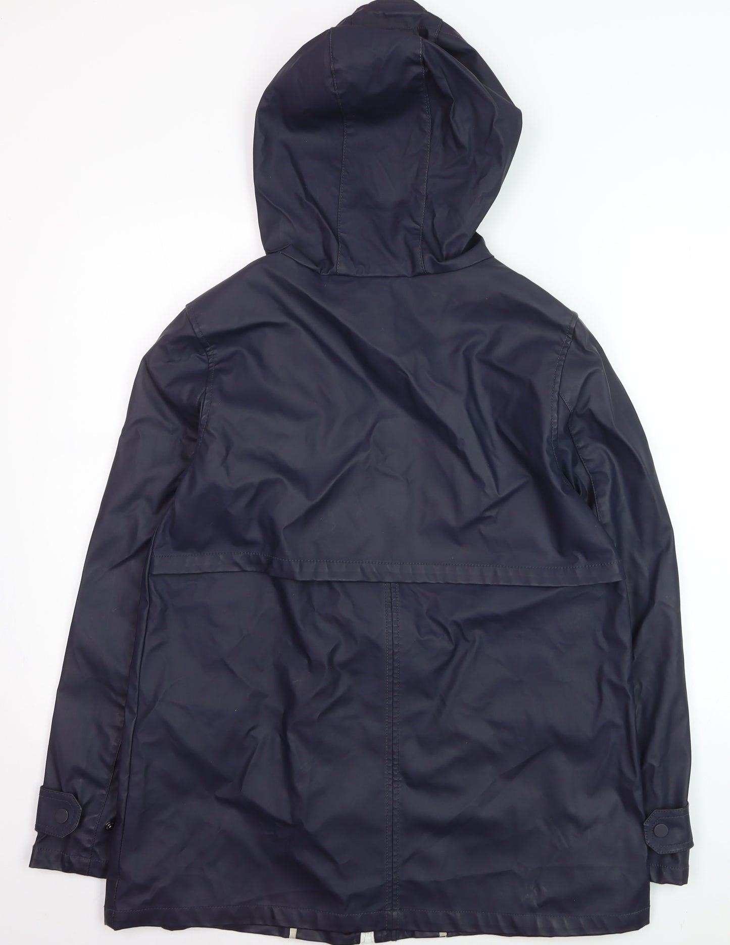 Warehouse Womens Blue Waterproof Hooded Rain Coat Jacket M