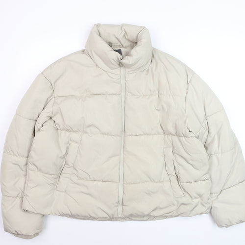 Primark Women's Beige XL Puffer Jacket Full Zip Winter Coat