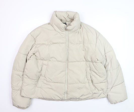 Primark Women's Beige XL Puffer Jacket Full Zip Winter Coat