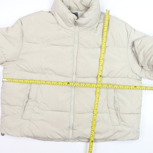 Primark Women's Beige XL Puffer Jacket Full Zip Winter Coat