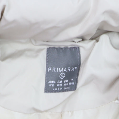 Primark Women's Beige XL Puffer Jacket Full Zip Winter Coat