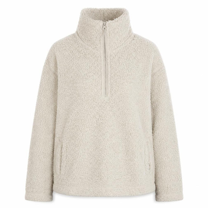 Marks & Spencer Women Beige Fleece 1/4 Zip Pullover Sweatshirt Size 12