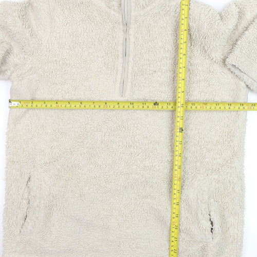 Marks and Spencer Women Beige Fleece 1/4 Zip Pullover Sweatshirt Size 12