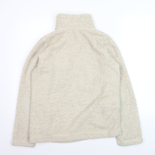 Marks and Spencer Women Beige Fleece 1/4 Zip Pullover Sweatshirt Size 12