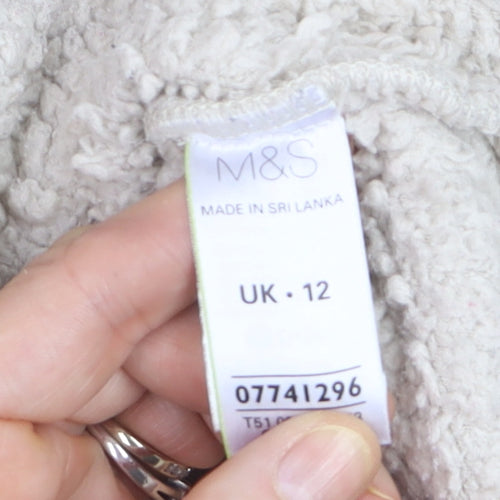 Marks and Spencer Women Beige Fleece 1/4 Zip Pullover Sweatshirt Size 12