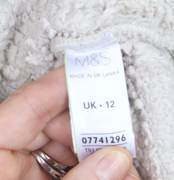 Marks and Spencer Women Beige Fleece 1/4 Zip Pullover Sweatshirt Size 12