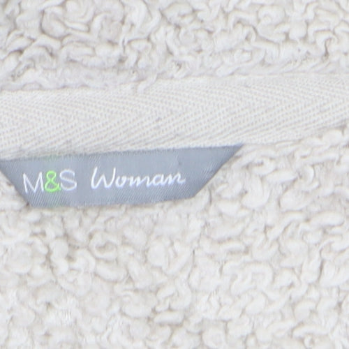 Marks and Spencer Women Beige Fleece 1/4 Zip Pullover Sweatshirt Size 12
