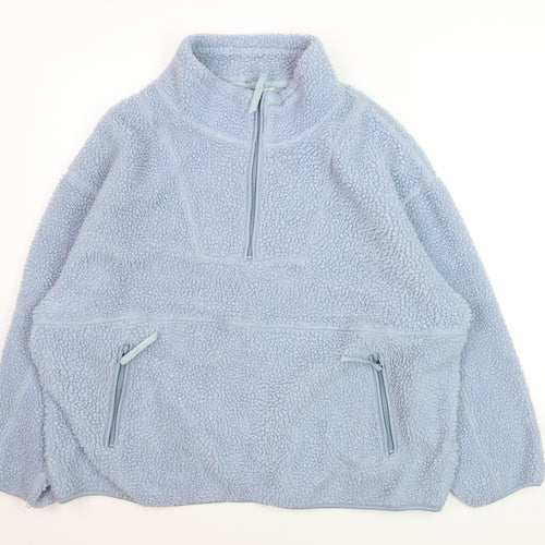Primark Cares Women Blue 1/4 Zip Fleece Pullover Sweatshirt M