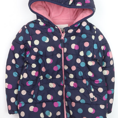 Mothercare Girls Multicoloured Polka Dot Hooded Puffer Jacket 3-4 Years