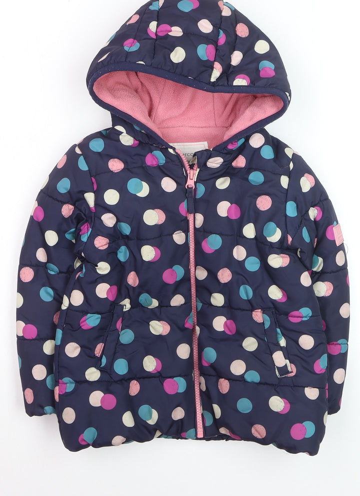 Mothercare Girls Multicoloured Polka Dot Hooded Puffer Jacket 3-4 Years
