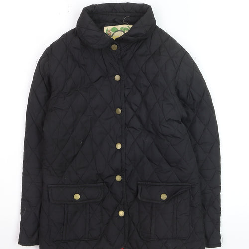 Y.D Boys Black Quilted Mid-Length Jacket 10-11 Years Button Lined Coat