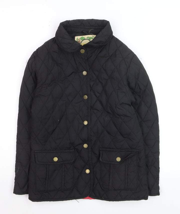 Y.D Boys Black Quilted Mid-Length Jacket 10-11 Years Button Lined Coat