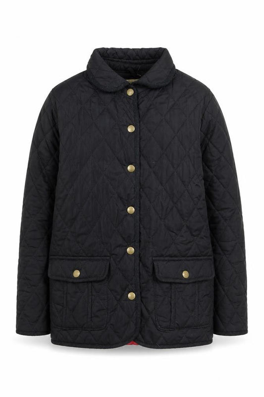 Y.D Boys Black Quilted Mid-Length Jacket 10-11 Years Button Lined Coat