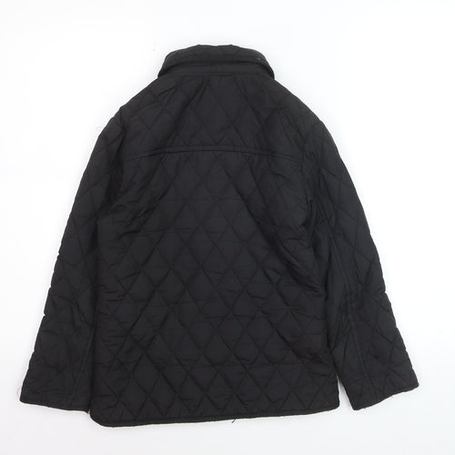 Y.D Boys Black Quilted Mid-Length Jacket 10-11 Years Button Lined Coat