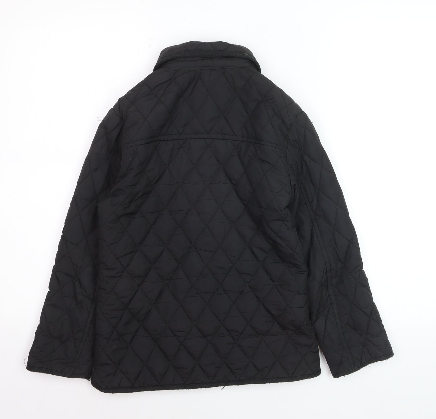 Y.D Boys Black Quilted Mid-Length Jacket 10-11 Years Button Lined Coat