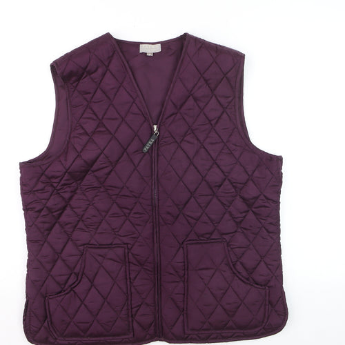 Patra Women's Purple Quilted Silk Waistcoat XL Zip Front Lined Gilet