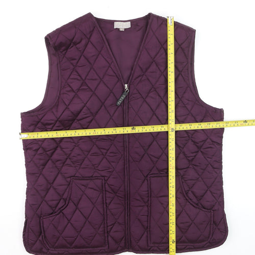 Patra Women's Purple Quilted Silk Waistcoat XL Zip Front Lined Gilet