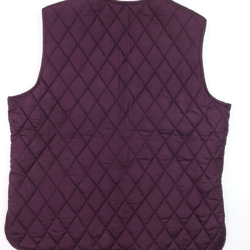 Patra Women's Purple Quilted Silk Waistcoat XL Zip Front Lined Gilet