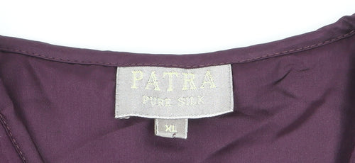 Patra Women's Purple Quilted Silk Waistcoat XL Zip Front Lined Gilet