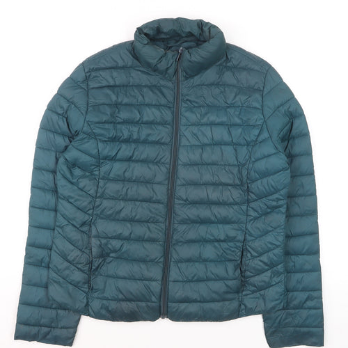 Primark Womens Green Medium Puffer Jacket Lightweight Quilted Coat
