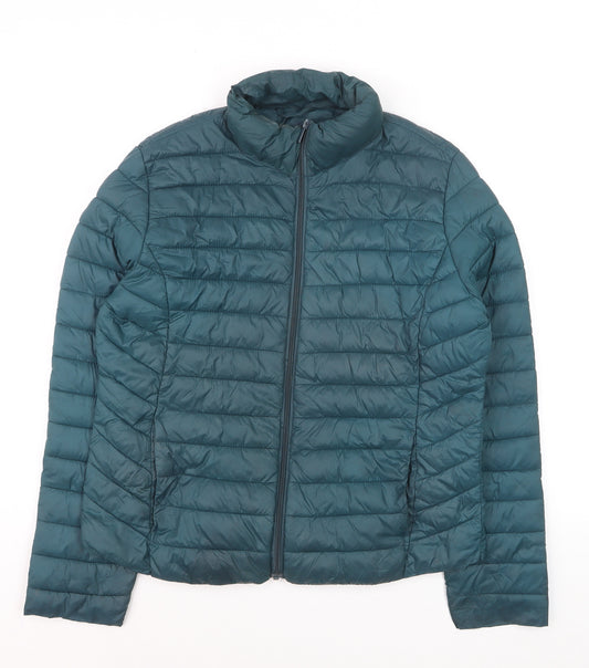 Primark Womens Green Medium Puffer Jacket Lightweight Quilted Coat