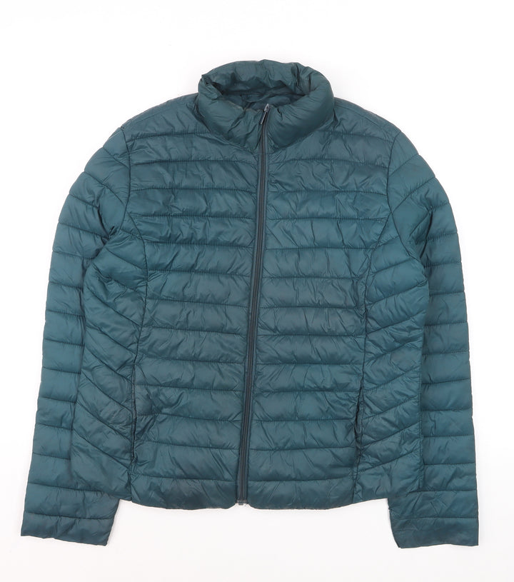 Primark Womens Green Medium Puffer Jacket Lightweight Quilted Coat