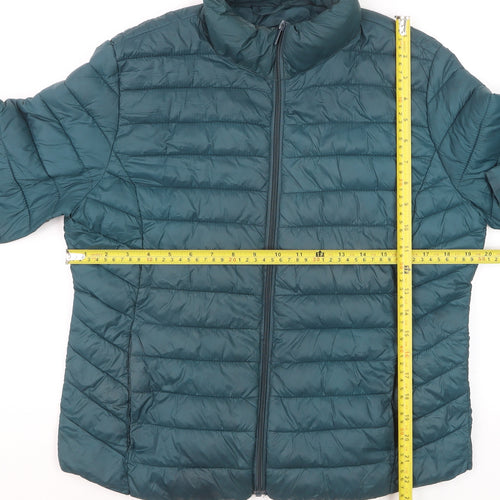 Primark Womens Green Medium Puffer Jacket Lightweight Quilted Coat