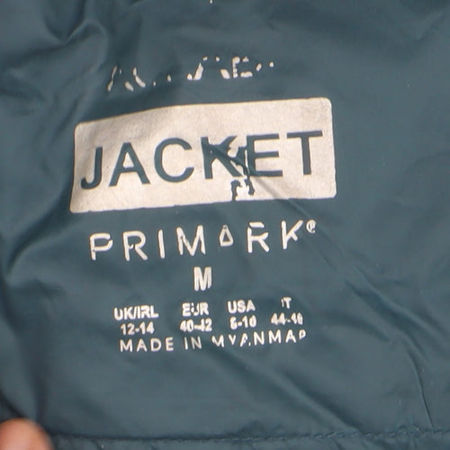 Primark Womens Green Medium Puffer Jacket Lightweight Quilted Coat