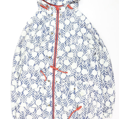 Weird Fish Women's Blue Floral Hooded Rain Coat Size 16