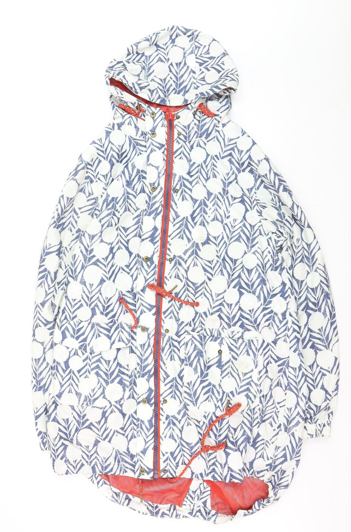 Weird Fish Women's Blue Floral Hooded Rain Coat Size 16