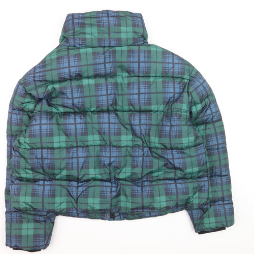 Primark Women's Green Check Puffer Jacket XL Winter Casual